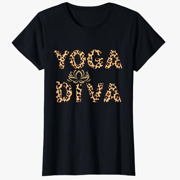 New! Animal Print Yoga Diva Tee Shirt NWTS - Picture 1 of 2